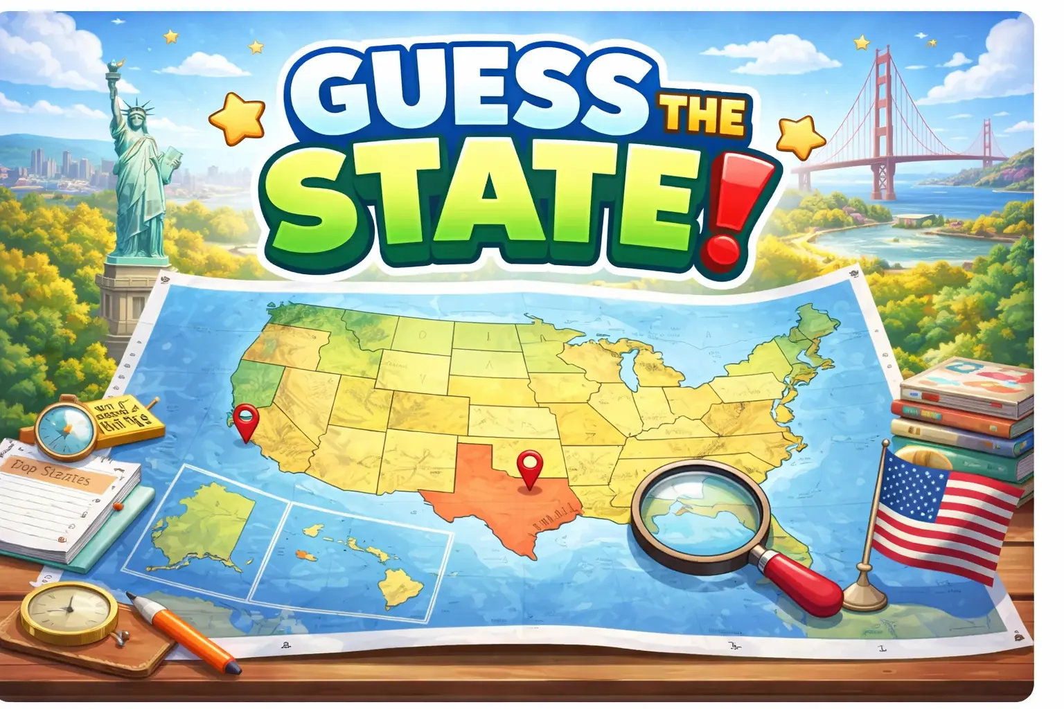 🇺🇸 Guess the US State by Shape