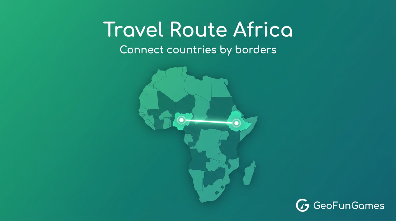 Travel Route Africa: illustration of a path between countries on the Africa map for this geography game.