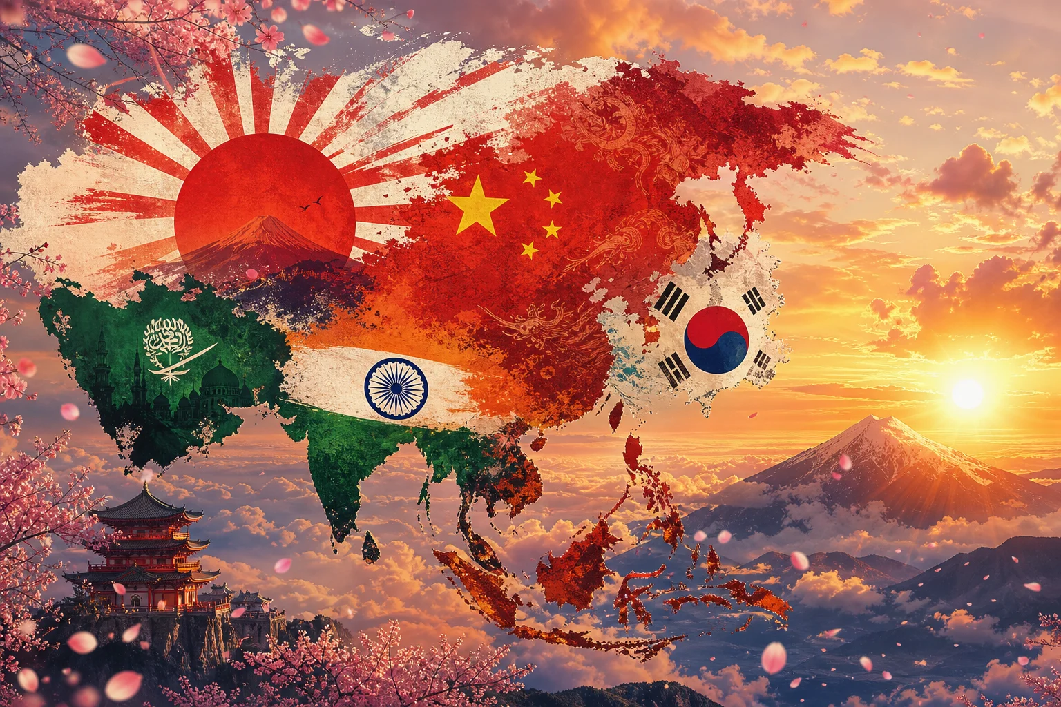Illustration preview for Flags of Asia - GeoFunGames Learn