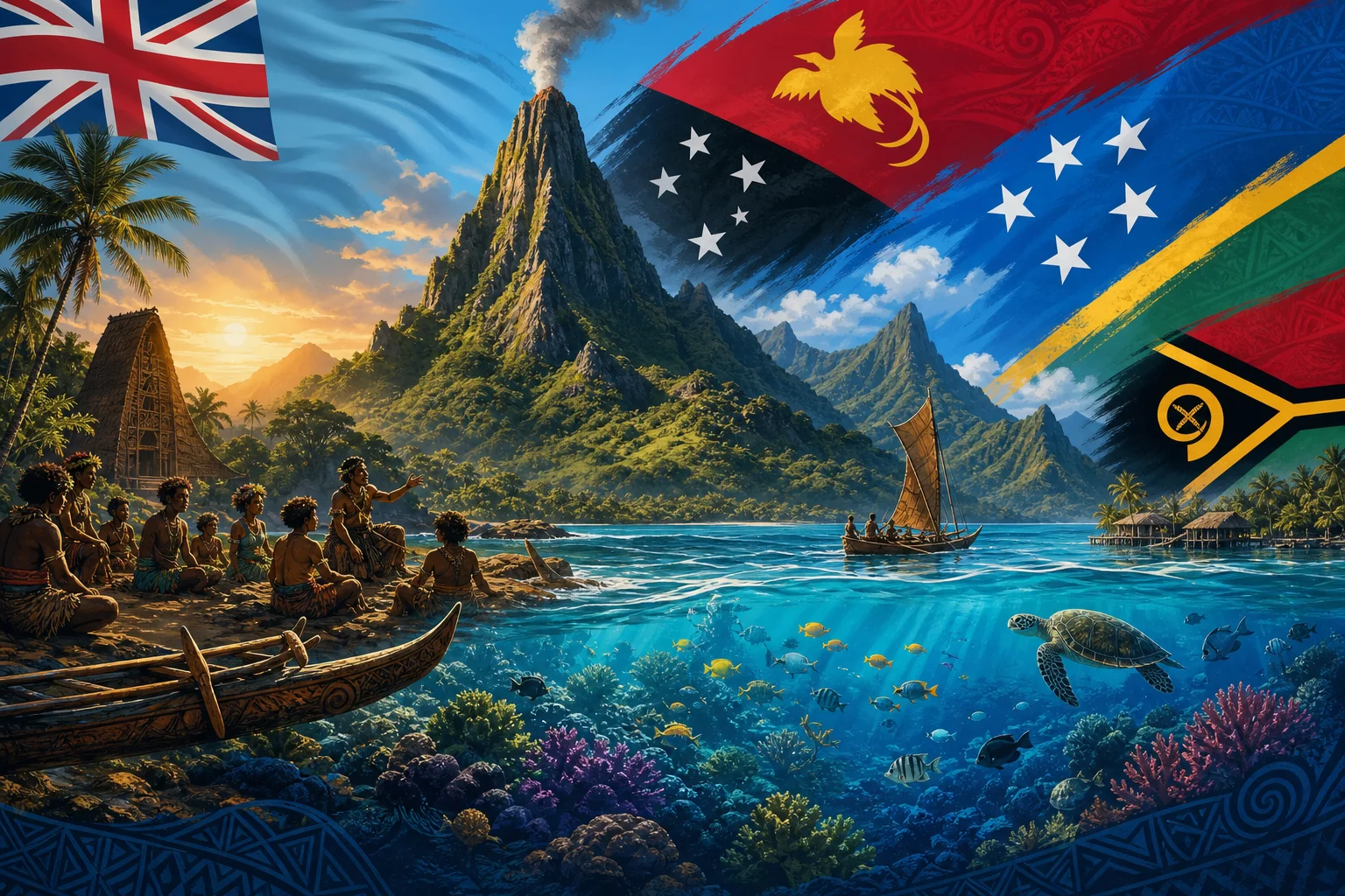Illustration preview for Flags of Melanesia - GeoFunGames Learn
