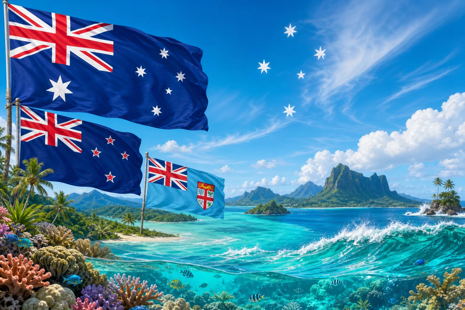 Illustrationsforhåndsvisning for Oceanien flag - GeoFunGames Learn