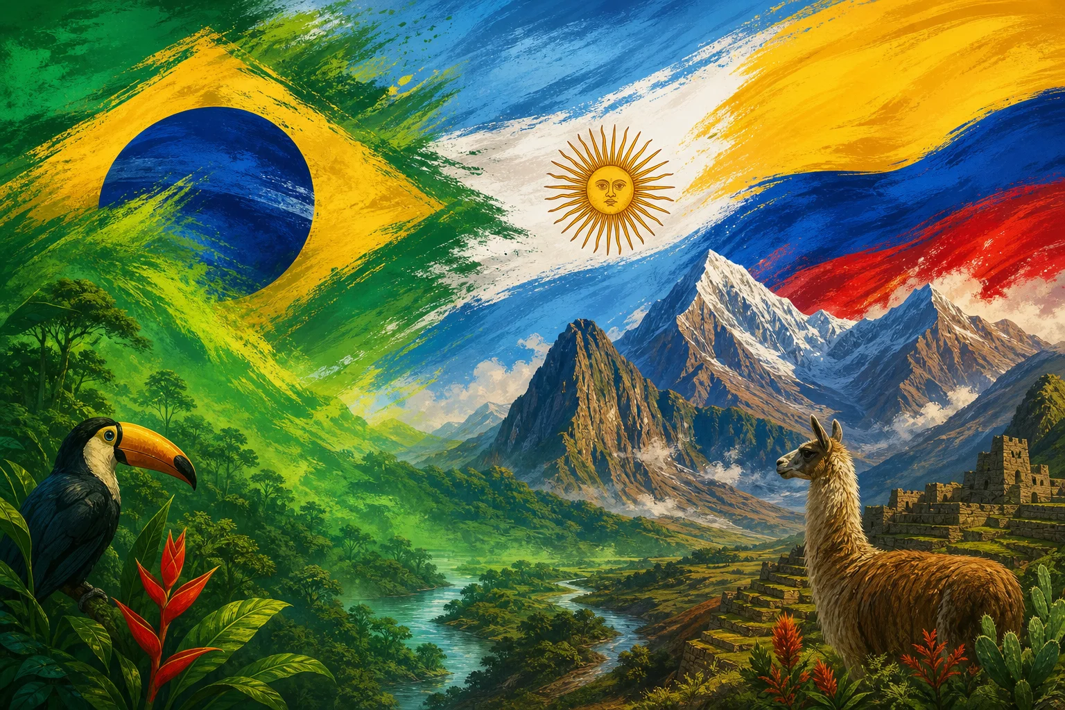 Illustrationsforhåndsvisning for Sydamerikas flag - GeoFunGames Learn